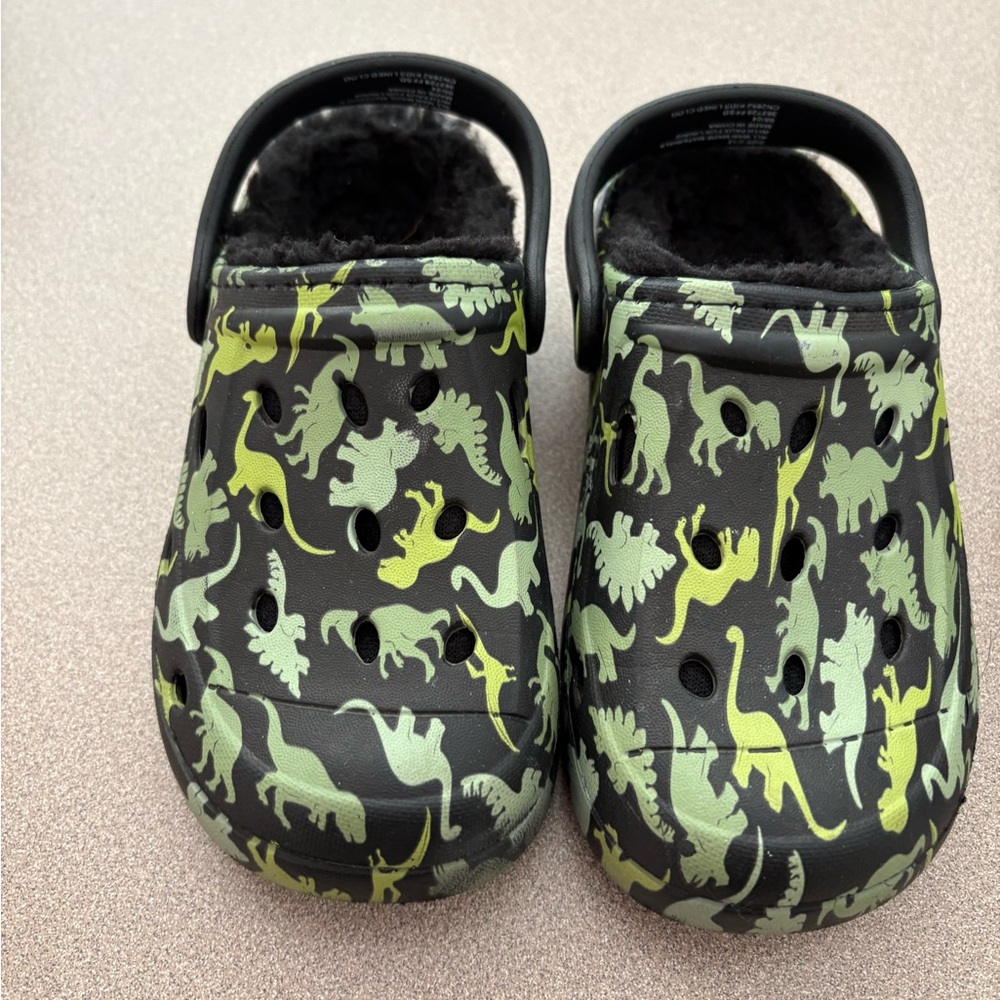 Dinosaur Print Croc-like with Fleece Lining